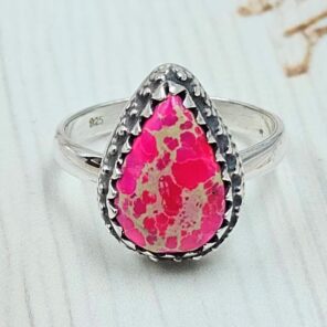 Sea Sediment Jasper Size US 7 925 Sterling Silver Ring (REXT114-78)