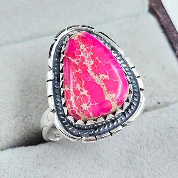 Sea Sediment Jasper Size US 6 925 Sterling Silver Ring (REXT114-81) - Image 2