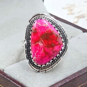 Sea Sediment Jasper Size US 7 925 Sterling Silver Ring (REXT114-90)