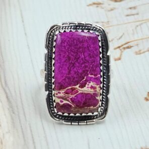 Sea Sediment Jasper Size US 9 925 Sterling Silver Ring (REXT114-92)