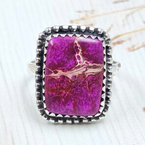 Sea Sediment Jasper Size US 10 925 Sterling Silver Ring (REXT114-93)