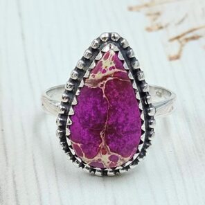 Sea Sediment Jasper Size US 10 925 Sterling Silver Ring (REXT114-97)