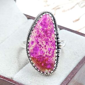 Sea Sediment Jasper Size US 10 925 Sterling Silver Ring (REXT114-103)
