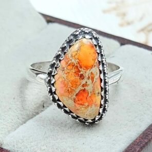 Sea Sediment Jasper Size US 7 925 Sterling Silver Ring (REXT114-109)
