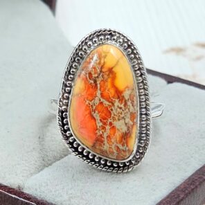Sea Sediment Jasper Size US 8 925 Sterling Silver Ring (REXT114-116)