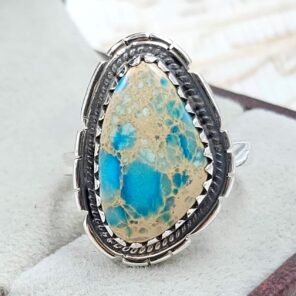 Sea Sediment Jasper Size US 8 925 Sterling Silver Ring (REXT114-2)