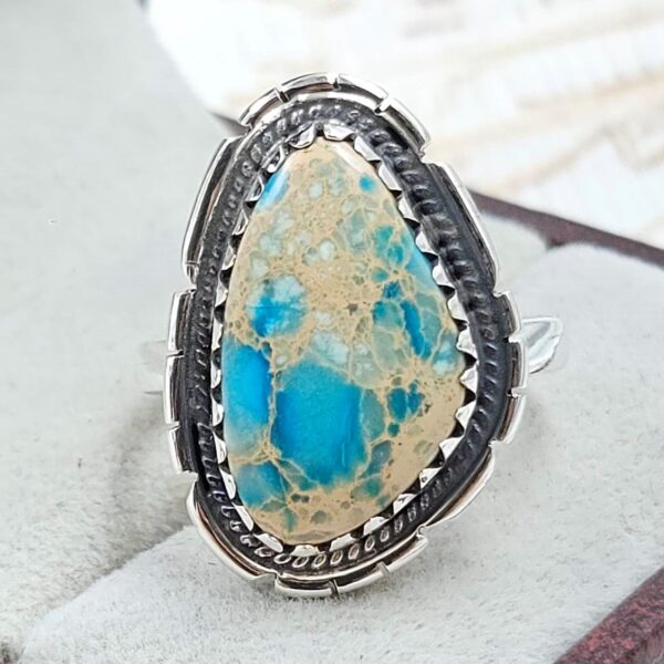 Sea Sediment Jasper Size US 8 925 Sterling Silver Ring (REXT114-2)