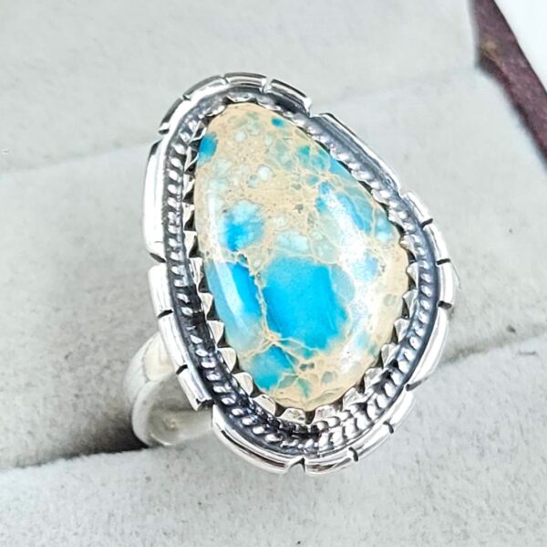 Sea Sediment Jasper Size US 8 925 Sterling Silver Ring (REXT114-2) - Image 2