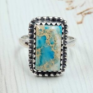 Sea Sediment Jasper Size US 8 925 Sterling Silver Ring (REXT114-3)