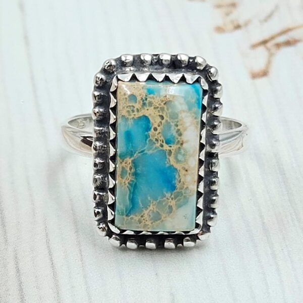 Sea Sediment Jasper Size US 8 925 Sterling Silver Ring (REXT114-3)