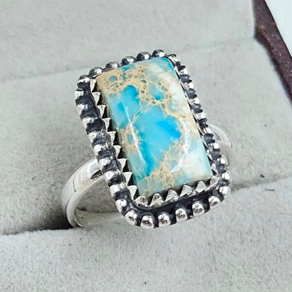 Sea Sediment Jasper Size US 8 925 Sterling Silver Ring (REXT114-3) - Image 2