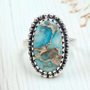 Sea Sediment Jasper Size US 6 925 Sterling Silver Ring (REXT114-4)