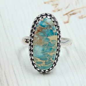 Sea Sediment Jasper Size US 6 925 Sterling Silver Ring (REXT114-6)