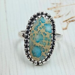Sea Sediment Jasper Size US 7 925 Sterling Silver Ring (REXT114-7)