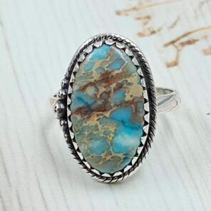 Sea Sediment Jasper Size US 8 925 Sterling Silver Ring (REXT114-8)