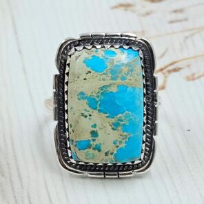 Sea Sediment Jasper Size US 10 925 Sterling Silver Ring (REXT114-9)