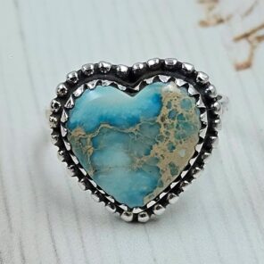 Sea Sediment Jasper Size US 9 925 Sterling Silver Ring (REXT114-10)