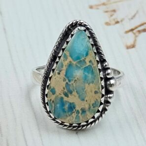 Sea Sediment Jasper Size US 6 925 Sterling Silver Ring (REXT114-11)