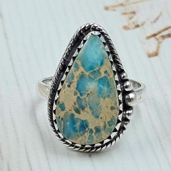 Sea Sediment Jasper Size US 6 925 Sterling Silver Ring (REXT114-11)