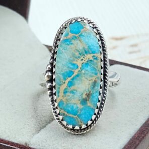 Sea Sediment Jasper Size US 9 925 Sterling Silver Ring (REXT114-13)