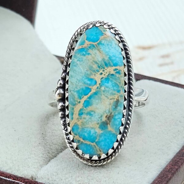 Sea Sediment Jasper Size US 9 925 Sterling Silver Ring (REXT114-13)