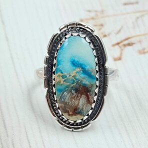 Sea Sediment Jasper Size US 7 925 Sterling Silver Ring (REXT114-14)