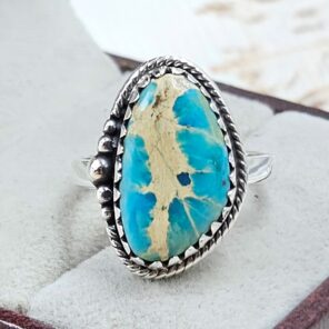 Sea Sediment Jasper Size US 7 925 Sterling Silver Ring (REXT114-15)