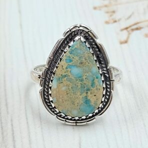 Sea Sediment Jasper Size US 10 925 Sterling Silver Ring (REXT114-16)