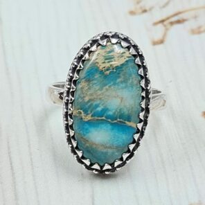 Sea Sediment Jasper Size US 6 925 Sterling Silver Ring (REXT114-17)