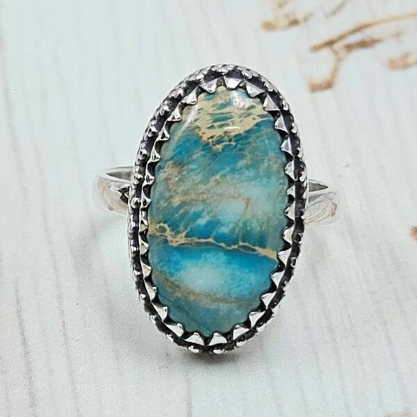 Sea Sediment Jasper Size US 6 925 Sterling Silver Ring (REXT114-17)