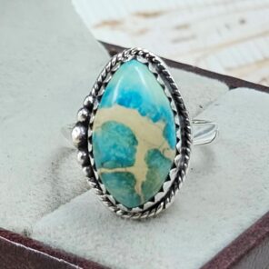 Sea Sediment Jasper Size US 7 925 Sterling Silver Ring (REXT114-19)