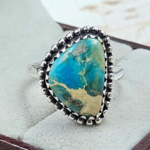 Sea Sediment Jasper Size US 9 925 Sterling Silver Ring (REXT114-20)