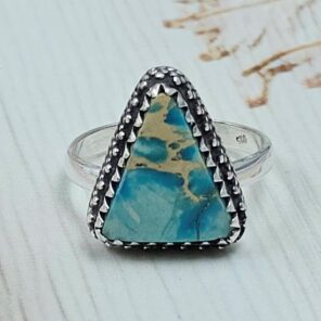 Sea Sediment Jasper Size US 8 925 Sterling Silver Ring (REXT114-21)