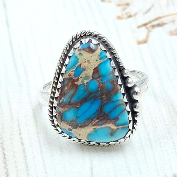 Sea Sediment Jasper Size US 8 925 Sterling Silver Ring (REXT114-25)