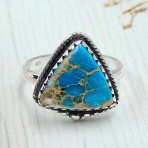 Sea Sediment Jasper Size US 9 925 Sterling Silver Ring (REXT114-26)