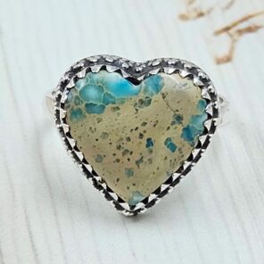 Sea Sediment Jasper Size US 8 925 Sterling Silver Ring (REXT114-29)
