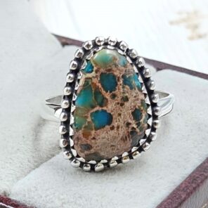 Sea Sediment Jasper Size US 8 925 Sterling Silver Ring (REXT114-30)