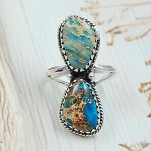 Sea Sediment Jasper Size US 8 925 Sterling Silver Ring (REXT114-32)