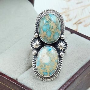 Sea Sediment Jasper Size US 7 925 Sterling Silver Ring (REXT114-38)