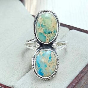 Sea Sediment Jasper Size US 8 925 Sterling Silver Ring (REXT114-53)