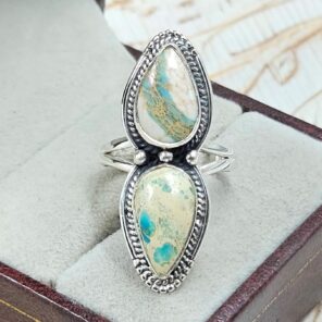 Sea Sediment Jasper Size US 7 925 Sterling Silver Ring (REXT114-64)