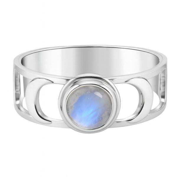 Rainbow Moonstone 925 Sterling Silver Ring (REXT95-162)