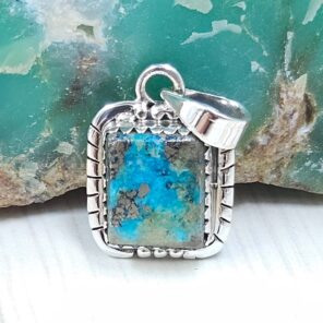 Morenci Turquoise 1" 925 Sterling Silver Pendant (REXT45-24)