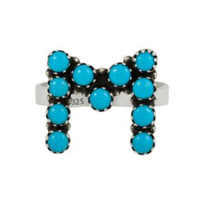 Letter "M" Kingman Turquoise 925 Silver ADJ Ring (REXT81-6)