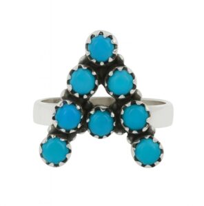 Letter "A" Kingman Turquoise 925 Silver ADJ Ring (REXT81-17)