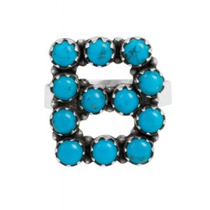 Letter "B" Kingman Turquoise 925 Silver ADJ Ring (REXT81-7)