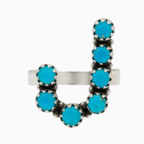 Letter "J" Kingman Turquoise 925 Silver ADJ Ring (REXT81-14)