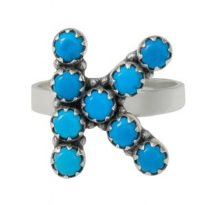 Letter "K" Kingman Turquoise 925 Silver ADJ Ring (REXT81-8)