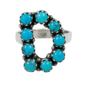 Letter "D" Kingman Turquoise 925 Silver ADJ Ring (REXT81-13)