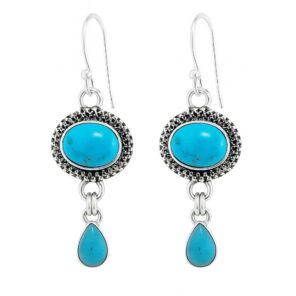 Kingman Turquoise 1.5" 925 Sterling Silver Earring (REXT110-11)